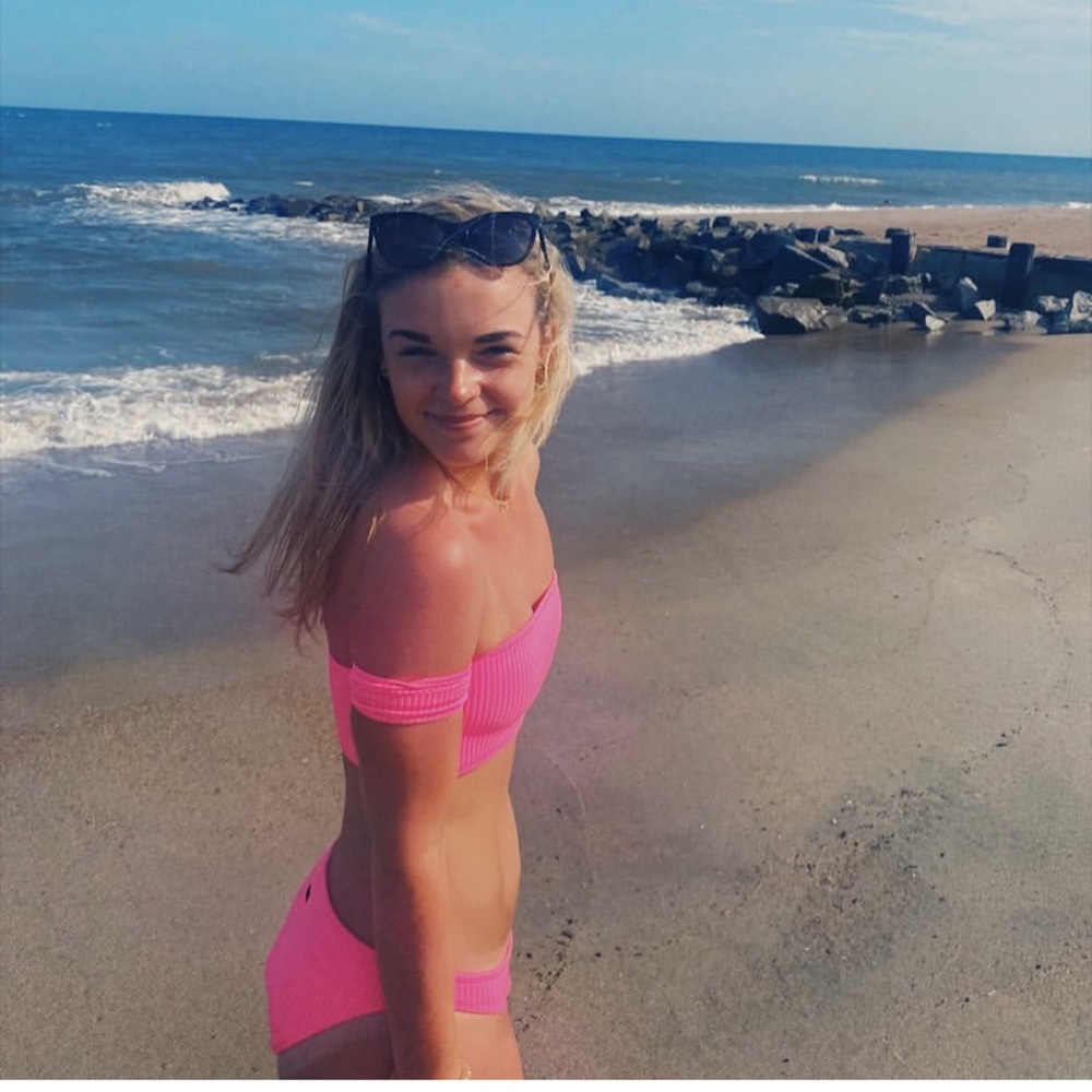 Triangl neon pink bikini top SMALL & bottoms size MEDIUM (but could fit a small